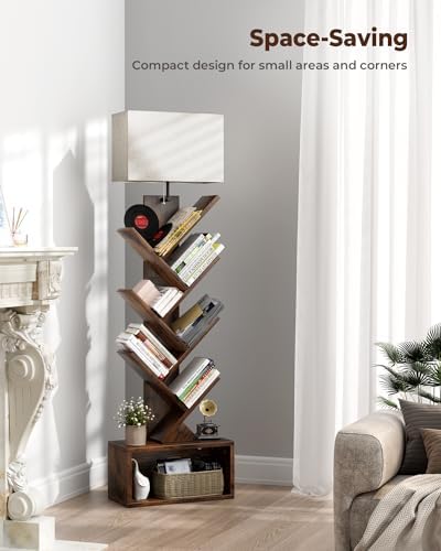 Evermagin 6 Tier Tree Bookshelf with Light, Bookcase, Remote Control