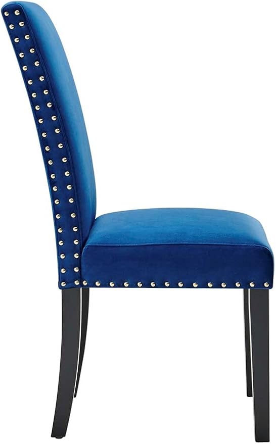 Modway Parcel Performance Velvet Dining Side Chairs - Set of 2, Navy