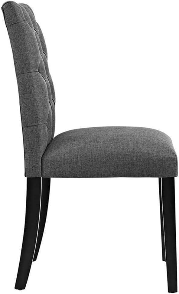 Modway Duchess Modern Tufted Button Upholstered Fabric Parsons Two Dining Chairs in Gray