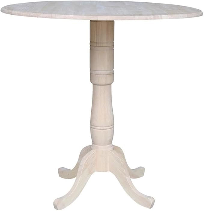 IC INTERNATIONAL CONCEPTS 42" Round Solid Wood Dual Drop Leaf Pedestal Table - Unfinished