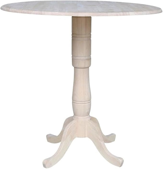 IC INTERNATIONAL CONCEPTS 42" Round Solid Wood Dual Drop Leaf Pedestal Table - Unfinished