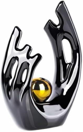 XMGZQ Abstract Ceramic Statues and Sculptures, Black and Gold Art Ceramic Statues, Modern Home Decor for Living Room, Dining Table, Coffee Table, Shelf, Entrance, Home Desktop Sculpture Home Decor