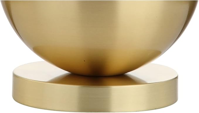 JONATHAN Y 23.5" White and Brass Gold Ceramic Table Lamp, Modern Glam Nightstand Lamp for Bedroom Living Room, White Linen Drum Shade, LED Bulb Included JYL5005A
