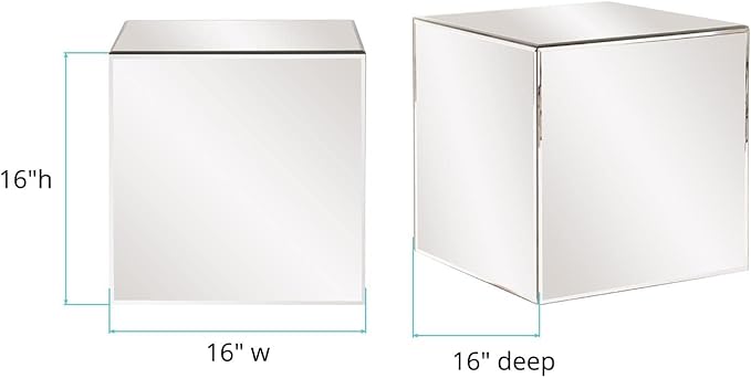 Howard Elliott Mirrored Finish Silver Cube Table Centerpiece, Showpeice Coffee Table, Home Decor Accessories Furniture for Bedroom, Livingroom, 16 x 16 x 16 Inch