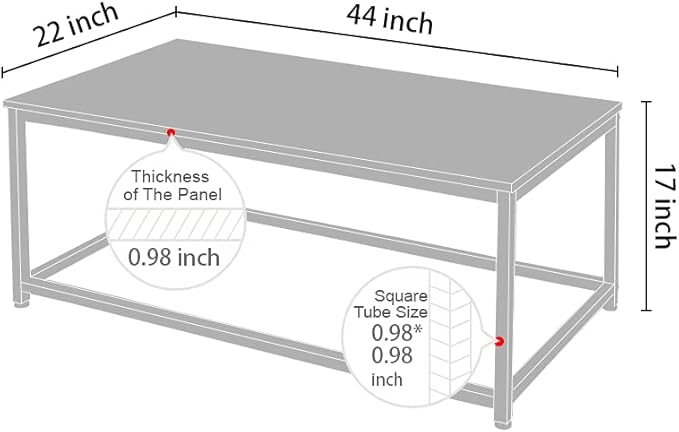 AZL1 Life Concept Coffee Table with Metal Frame,Clean, contemporary design meets rustic industrial style，for living room, office, Dark Brown/Black