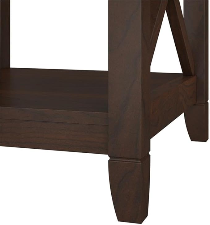Bush Home Key West 5 Shelf Bookcase - Set of 2 | Tall Bookshelves in Bing Cherry | Sturdy Display Shelves for Library, Living Room, and Home Office