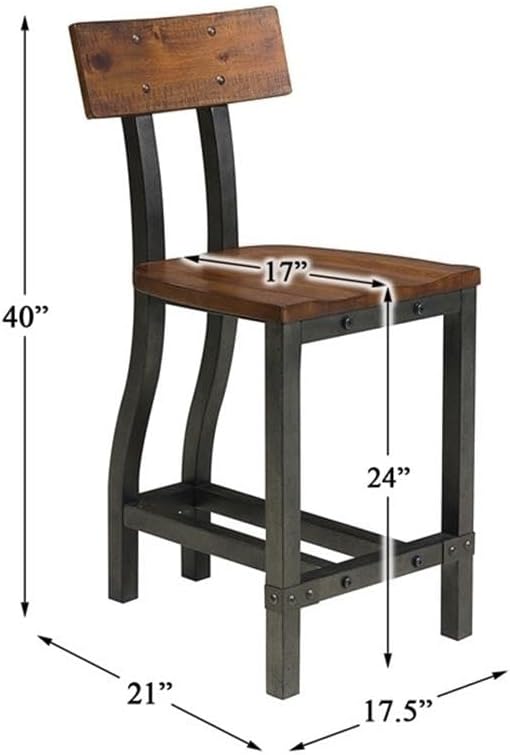 Homelegance Holverson Counter Height Chair (Set of 2), Brown