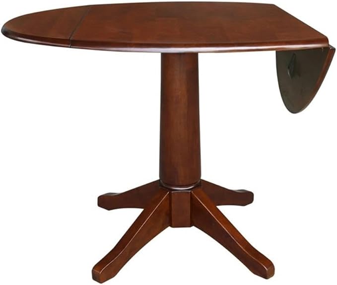 IC INTERNATIONAL CONCEPTS 42" Round Dual Drop Leaf Pedestal Table - 30.3" H Espresso