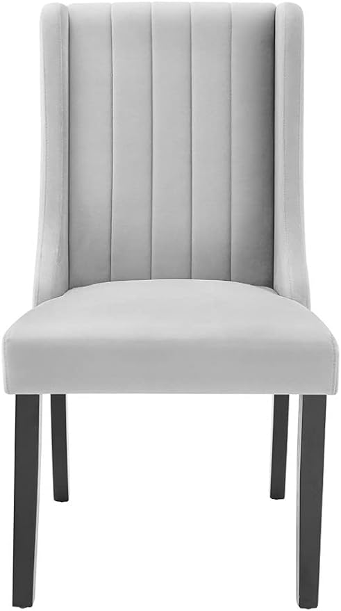 Modway Renew Parsons Performance Velvet Dining Side Chairs - Set of 2 in Light Gray