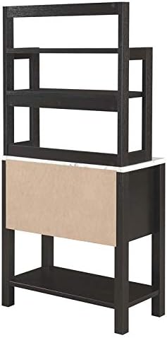 Convenience Concepts Newport Serving Bar Cart 31" - Modern Storage Bar Cabinet with Drawers, Wine Rack for Kitchen, Dining Room, Black Faux Marble/Espresso