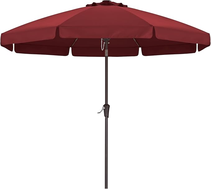 ABCCANOPY 10ft Scalloped Patio Umbrella, Outdoor Table Umbrella with Tilt and Crank, Fiberglass Ribs Deck Umbrella for Patio, Pool, Garden, Picnic (Burgundy)
