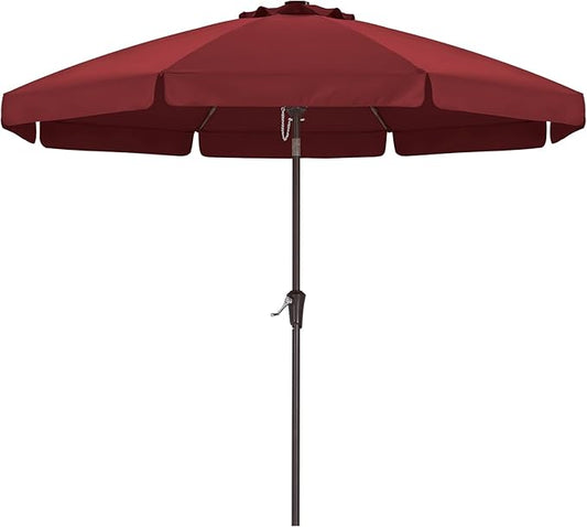 ABCCANOPY 10ft Scalloped Patio Umbrella, Outdoor Table Umbrella with Tilt and Crank, Fiberglass Ribs Deck Umbrella for Patio, Pool, Garden, Picnic (Burgundy)