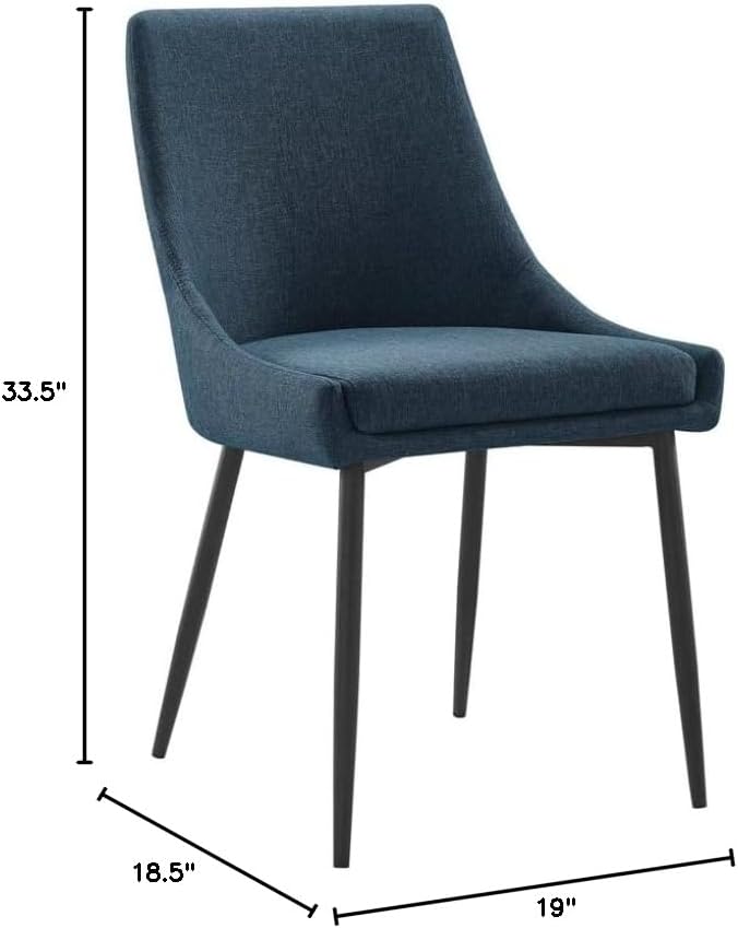 Modway Viscount Upholstered Fabric Side Dining Chairs in Black Azure - Set of 2