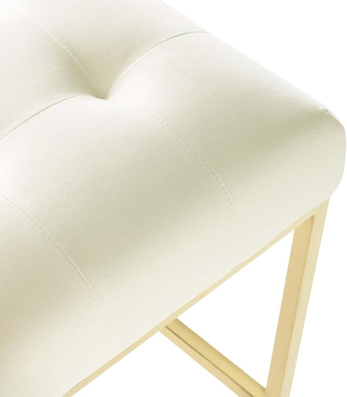 Modway Privy Gold Stainless Steel Performance Velvet Bar Stool, Ivory