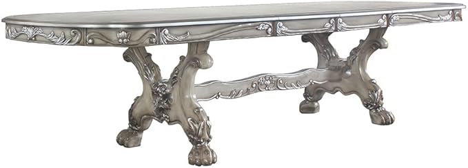 Acme Dresden Wood 136" Dining Table with Removable Leaf in Vintage Bone White