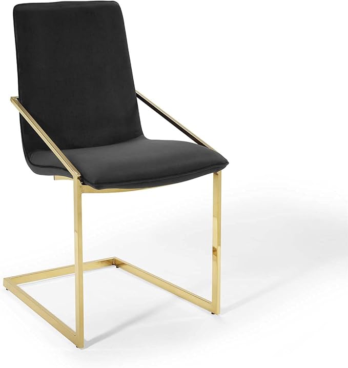 Modway Pitch Performance Velvet Dining Armchair, Gold Black 21.5 x 19.5 x 35.5