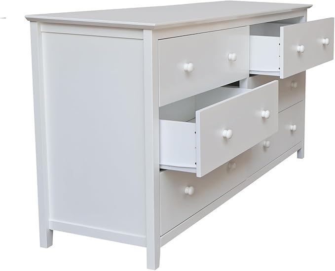 International Concepts Solid Wood Bedroom Dresser with 6 Drawers in White