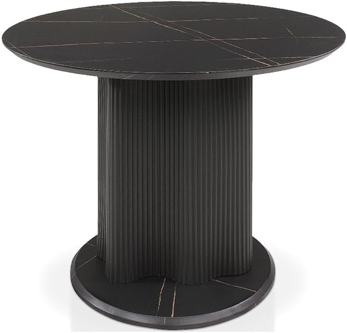 Homes: Inside + Out Elara Modern 39-inch Round Dining Table with Fluted Pedestal Base, Seats up to 4, for Home Kitchen, Living Room, Black