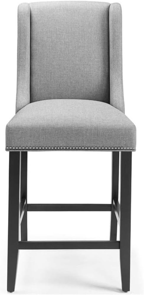 Modway Baron Fabric Upholstered Dining Counter-Height Bar Stool in Light Gray