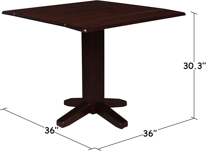 IC INTERNATIONAL CONCEPTS 36" Square Dual Drop Leaf Table with 2 X-Back Chairs