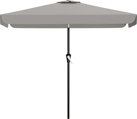 AreShark 6.5 x 10 FT Rectangular Valance Patio Umbrella, Outdoor Umbrella with Tilt and Crank, Market Table Umbrellas W/ 6 Ribs UV Protection for Garden, Deck, Backyard and Pool, Foggy Gray