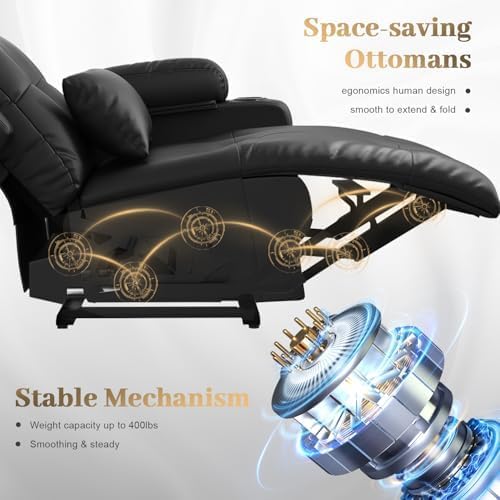 Recliner Sofa, 3 Seater Massage Reclining Loveseat Sofa Sets, 1 Single Power Recliner Chairs Heat & Massage, Heavy Weight Capacity, RV Clearance Love Seat Couch with Console, USB, Type C Port