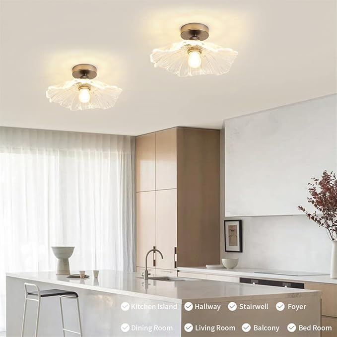 Semi Flush Mount Ceiling Light Black Light Fixture Flush Mount Light Fixture for Hallway Dining Room Bedroom Entryway