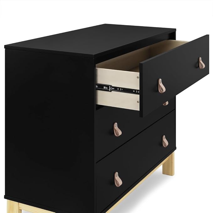 babyGap Legacy 3 Drawer Dresser with Leather Pulls and Interlocking Drawers by Delta Children, Ebony/Natural