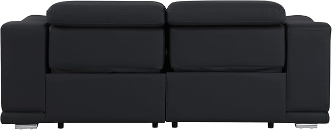 Blackjack Furniture Venice Top Grain Italian Leather Power Recliner Loveseat Sofa - 80" Theater Seating Modern Couch for Living Room Apartment Lounge Home with Adjustable Headrests & USB Port, Black
