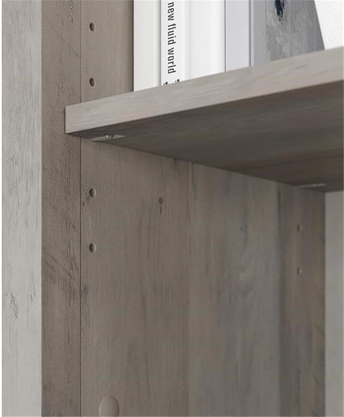 Bush Home Salinas Tall 5 Shelf Bookcase - Set of 2 in Driftwood Gray, Vertical Office Storage, Bookshelves for Home Workspace, Multi-Purpose Shelving Units