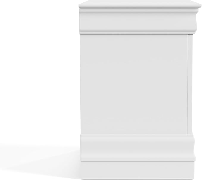 Furniture of America Arabella Traditional Solid Wood Nightstand with Drawers and Antique Nickle Handles, Small Bedside Table, No Assembly Wooden Night Stand for Bedroom, Guest Room, Dorm, White