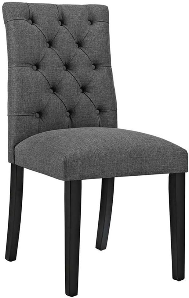 Modway Duchess Modern Tufted Button Upholstered Fabric Parsons Two Dining Chairs in Gray