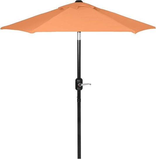 6 Ft Outdoor Patio Umbrella, Easy Open/Close Crank and Push Button Tilt Adjustment - Light Terracotta Market Umbrellas