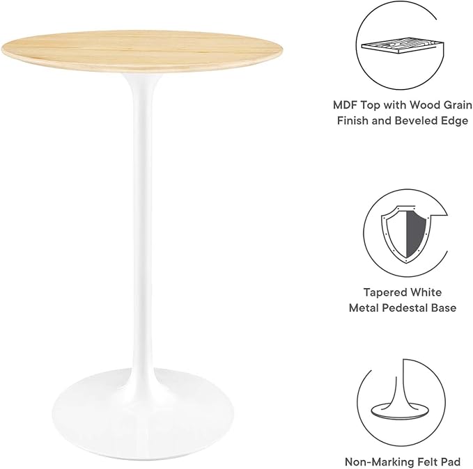 Modway Lippa Round 28" Wood Grain Mid-Century Modern Bar Table in [Color]