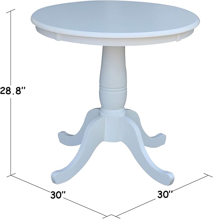 IC INTERNATIONAL CONCEPTS 30" Round Top Pedestal Wood Table with 2 Dining Chairs in White