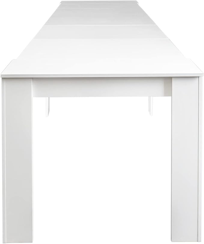 Ball & Cast Extendable Dining Table, 20"/118.5" Large Dining Room Table for 6-10 Person,Kitchen Table with Wood Legs, Space-Saving Folding Console Table,White