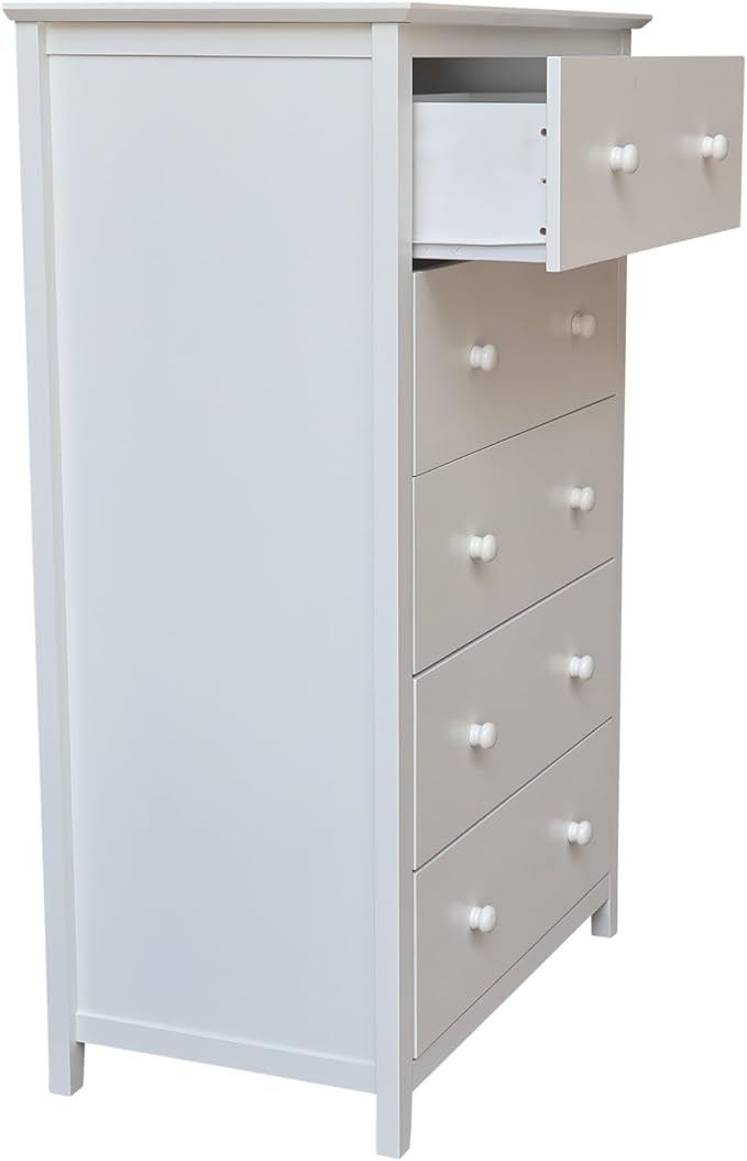 International Concepts Solid Wood Bedroom Dresser/Chest with 5 Drawers in White