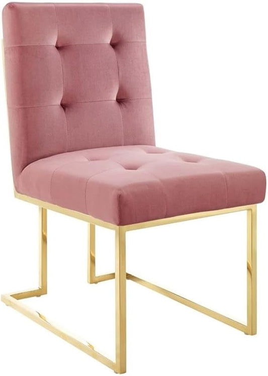 Modway Privy Performance Velvet Gold Stainless Steel Dining Chair in Gold Dusty Rose