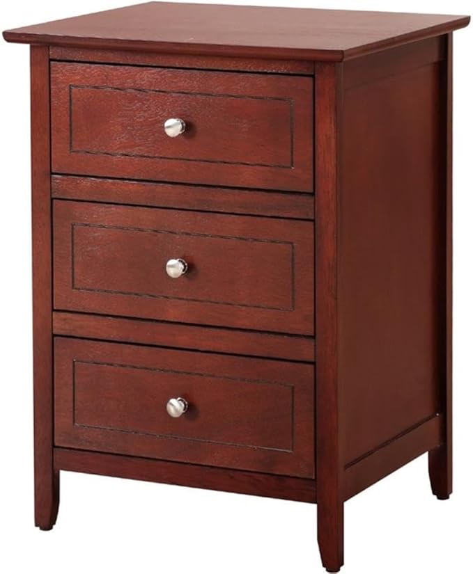 Glory Furniture Daniel 3 Drawer Nightstand in Cherry