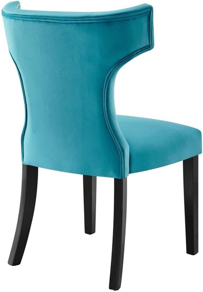 Modway EEI-5008-BLU Curve Performance Velvet Dining Chairs - Set of 2, Blue
