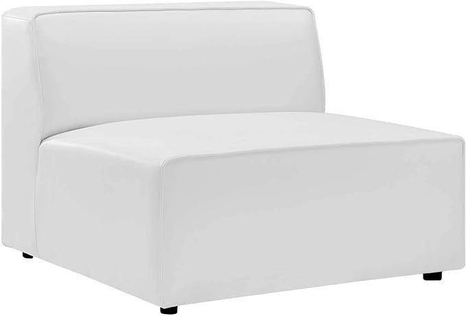 Modway Mingle Vegan Leather Sectional Sofa Armless Chair in White