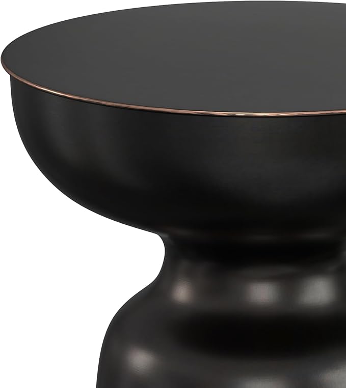 SIMPLIHOME Toby Metal Table - 18 inch Wide Solid Iron Drum Accent Table in Antique Copper, Industrial Side or End Table for Living Room, Bedroom or Entryway with Sculptural Design, Assembled
