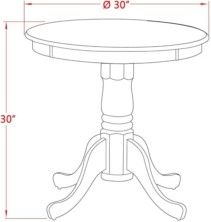 East West Furniture ESVA3-BCH-W 3 Piece Dining Table Set for Small Spaces Contains a Round Dining Room Table with Pedestal and 2 Wood Seat Chairs, 30x30 Inch, Black & Cherry