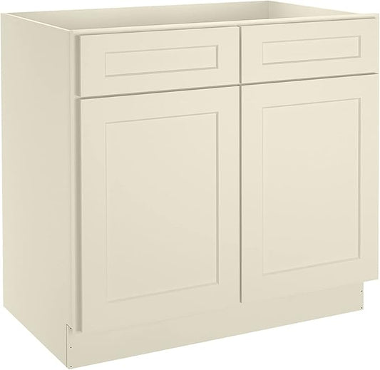 LOVMOR Kitchen Base Cabinets, Sideboard Storage Cabinet, Entryway Cabinet with 2-Drawers & Adjustable Shelf, 36" W X 24" D X 34-1/2"H