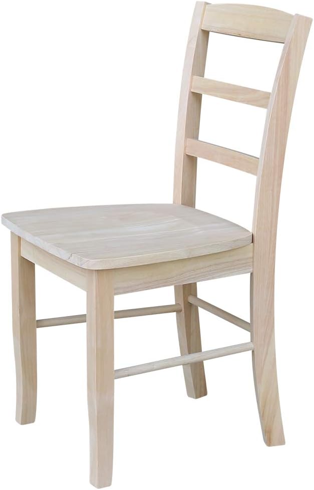 International Concepts Madrid Dining Chairs, Solid Parawood, Unfinished (Set of 2)