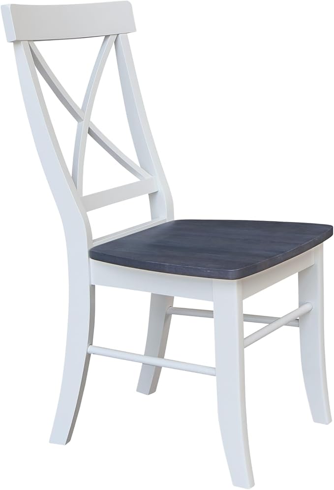 IC INTERNATIONAL CONCEPTS X-Back Solid Wood Chair - Set of 2 Chairs in White/Heather Gray