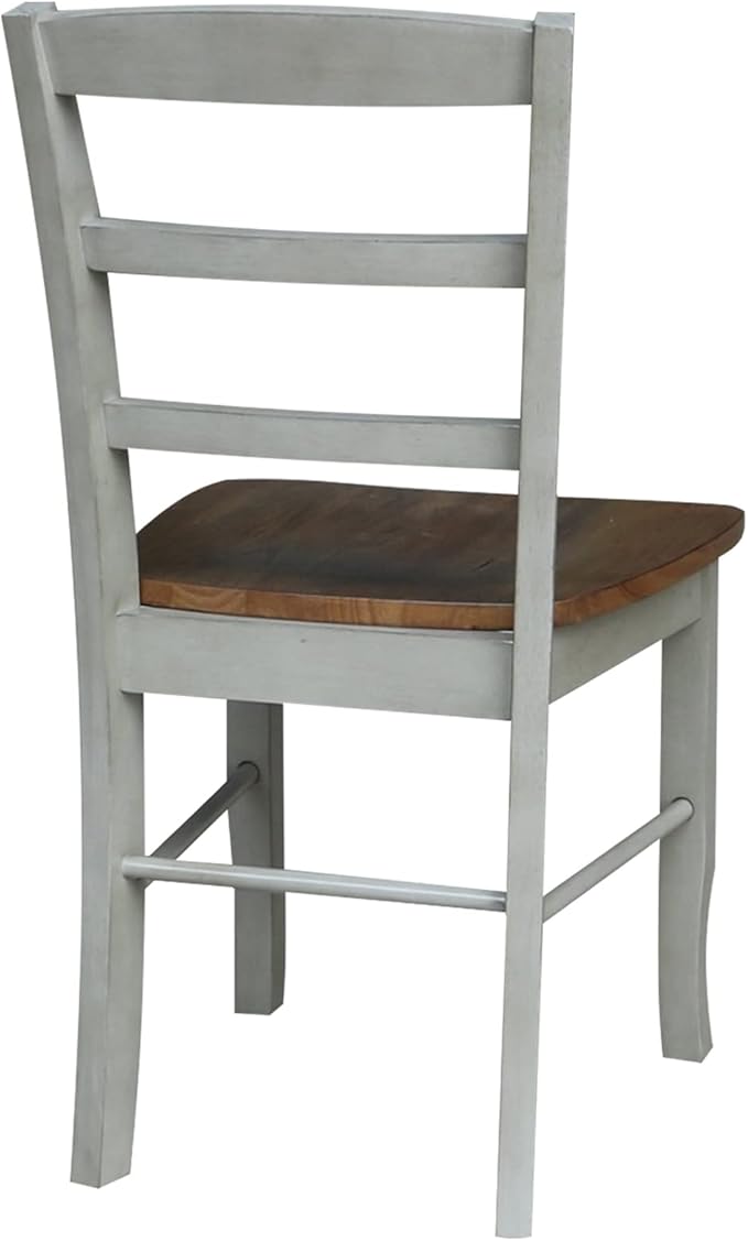IC INTERNATIONAL CONCEPTS Set of 2 Solid Wood Madrid Ladderback Chairs in Distressed Hickory/Stone