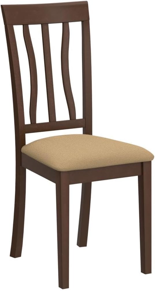 East West Furniture ANC-CAP-C Antique Kitchen Dining Chairs - Linen Fabric Upholstered Wood Chairs, Set of 2, Cappuccino