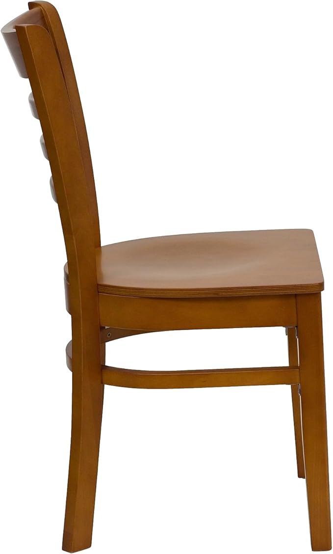 Flash Furniture 2 Pack HERCULES Series Ladder Back Cherry Wood Restaurant Chair
