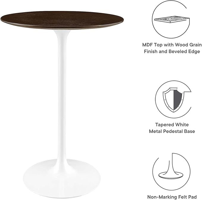 Modway Lippa Round 28" Wood Grain Mid-Century Modern Bar Table in [Color]